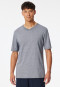 Shirt short sleeve v-neck midnight blue ringed - Mix+Relax
