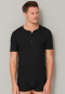 Shirt short-sleeved double rib organic cotton button placket black - Retro Rib