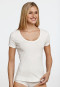 Cream-white short-sleeved fine rib shirt - Naturschönheit
