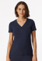 Shirt kurzarm Henley Knopfleiste blau - Mix+Relax