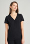 Shirt short-sleeved Henley button placket black - Mix & Relax