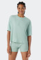 Maglia a maniche corte in Interlock di cotone biologico a costine, verde menta - Mix+Relax