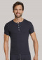 Short-sleeved shirt with button placket, double rib, blue - Outdoorsman
