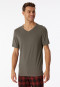 Shirt short-sleeved organic cotton V-neck taupe - Mix & Relax