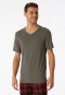 Shirt korte mouwen biologisch katoen V-hals taupe - Mix+Relax