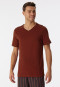 Shirt korte mouwen biologisch katoen V-hals terracotta - Mix+Relax