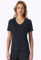 Shirt kurzarm V-Ausschnitt schwarz - Mix+Relax