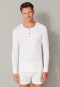 T-shirt manches longues double côte coton biologique patte de boutonnage blanc - Retro Rib