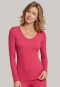 Shirt long-sleeved double rib V-neck cranberry - Personal Fit Rippe