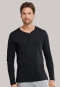 Tee-shirt noir à manches longues et patte de boutonnage - Mix & Relax