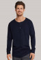 Long-sleeved loose fit shirt button placket dark blue - Mix & Relax