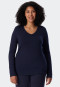 Shirt long-sleeved modal V-neck blue - Mix & Relax