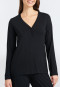 Shirt long-sleeved modal V-neck button placket black - Mix & Relax