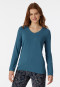Shirt lange mouwen modal V-hals petrol - Mix+Relax