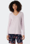 T-shirt manches longues encoure en V en modal rose poudré - Mix+Relax