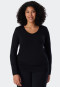 Shirt long-sleeved modal V-neck black - Mix & Relax
