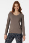 Shirt long-sleeved modal V-neck taupe - Mix+Relax