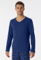 Shirt lange mouwen biologisch katoen V-hals marineblauw - Mix+Relax