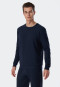 Tee-shirt manches longues molleton coton bio Tencel bords-côtes rayures bleu foncé - Mix+Relax
