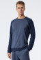 T-shirt à manches longues Tencel poignets encolure arrondie bleu foncé à motifs - Mix & Relax