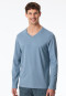 Shirt langarm V-Ausschnitt blaugrau - Mix+Relax