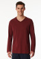 Shirt met lange mouwen en v-hals wijnrood - Mix+ Relax