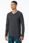 Shirt long-sleeve v-neckline dark grey mottled - Mix+Relax