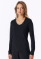 Shirt langarm V-Ausschnitt schwarz - Mix+Relax