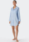 Maglia da notte a maniche lunghe in raso di cotone intrecciato con abbottonatura e pistagna, azzurro - selected! premium inspiration
