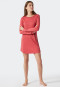 Sleep shirt long-sleeved interlock cuffs piping light red - Contemporary Nightwear