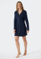 Sleepshirt langarm Interlock Knopfleiste Paspeln dunkelblau - Contemporary Nightwear
