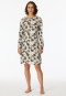 Slaapshirt lange mouwen modal bloemenprint zandkleurig - Contemporary Nightwear