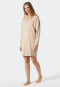 Slaapshirt lange mouwen modal oversized boorden zand - Modern Nightwear