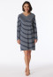 Sleep shirt midnight blue long-sleeved V-neck stripes - Casual Essentials