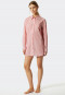 Sleep shirt long-sleeved woven fabric button placket stripes coral - Pyjama Story