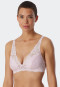 Soft bra with cups non-wired lace delicate pink - Modal and Lace