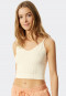 Spaghetti-Top seamless Lyocell Ripp-Optik off-white - Lounge Seamless