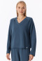 Long-Sleeve Double-Faced v-neck Sweatshirt, Deep Blue - Mix+ Relax