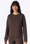 Long-Sleeve Double-Faced v-neck Sweatshirt, Deep Brown - Mix+ Relax