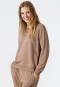 Sweat-shirt manches longues Lyocell bords-côtes marron - Mix+Relax Lounge