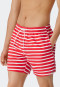 Swim trunks woven fabric red and white striped - Submerged