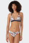 Triangle bikini removable soft cups variable straps lined mini bottoms floral print multicolored - Deep Sea