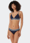 Triangel-Bikini-Set herausnehmbare Softcups variable Träger Mini-Slip Ripp-Optik dunkelblau - Underwater