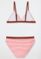 Triangle bikini set knitwear SPF40+ recycled stripes pink - aqua