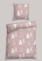 Parure de lit réversible, 2 pièces, en fine flanelle, vieux rose avec des sapins - SCHIESSER HOME
