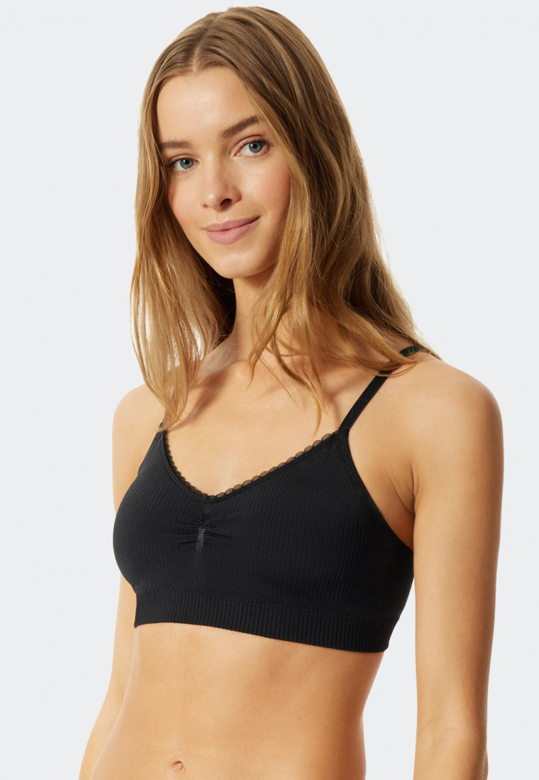 Bustier uitneembare cups kant zwart - Seamless Recycled Rib