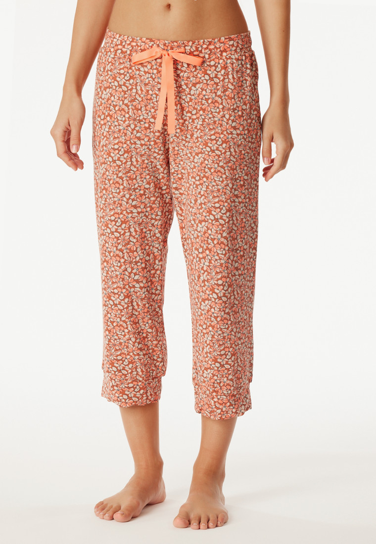 Loungehose 3/4-lang Modal Blumenprint pfirsich - Mix+Relax