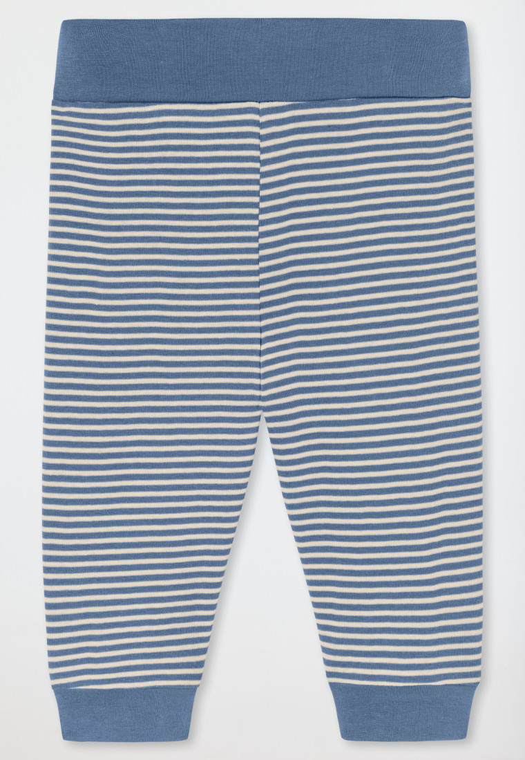 2-delige babyset fijnrib romper met korte mouwen broek palm lichtblauw - Natural Love