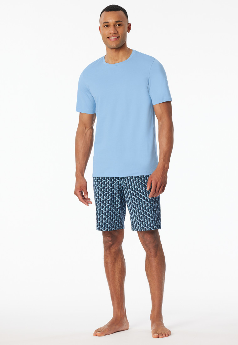 Schlafanzug kurz pacific blue gemustert - Casual Essentials