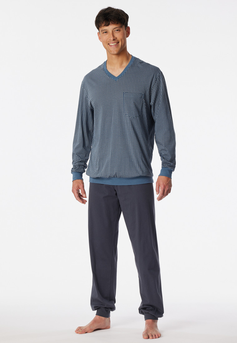 Pigiama lungo a quadri grafite - Comfort Nightwear
